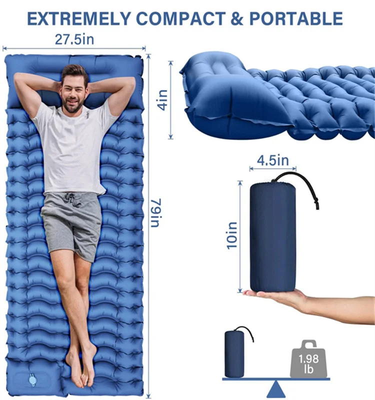 Colchoneta Inflable para Camping, Picnic, Pesca y Montañismo, Colchón de Aire para Dormir al Aire Libre, Inflable Automático