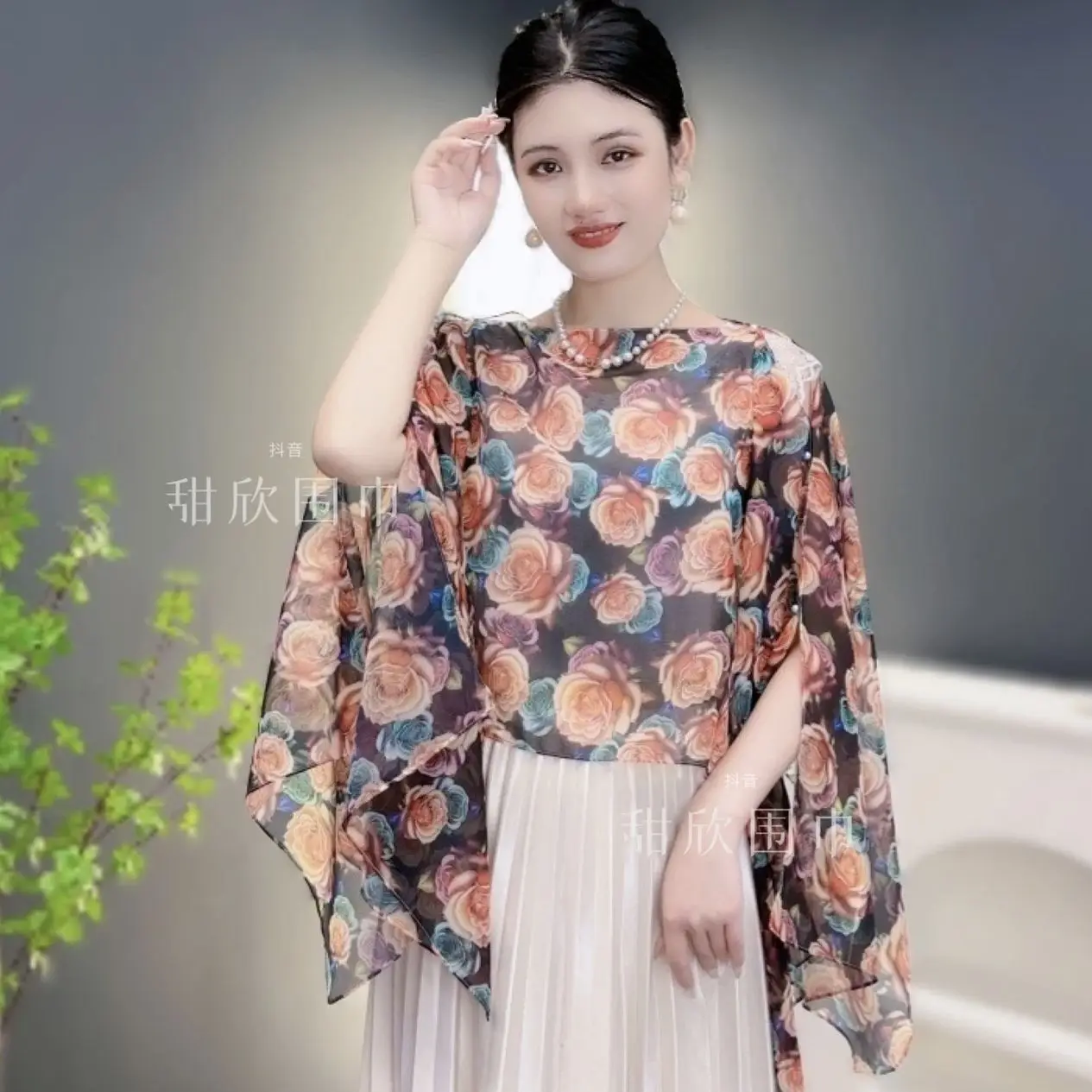 Multiple Color Rose Flower Chiffon Elegant Georgette Scarf Women Foulard Lotus Leaf Long Shawl Summer Bandana Thin YC794