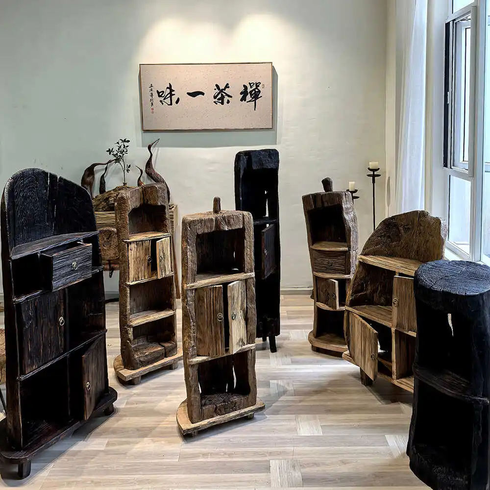 

Книжный шкаф от пола до потолка из массива дерева, чайная комната, бытовая полка для хранения, пасторальная перегородка, книжная полка, чай, красное вино, бревна