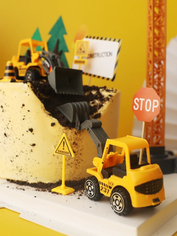 Big Crane Tractor Construction Birthday Cake Decor Vehicle Topper Party Construction Party One Year Birthday Boy 1st Baby Shower