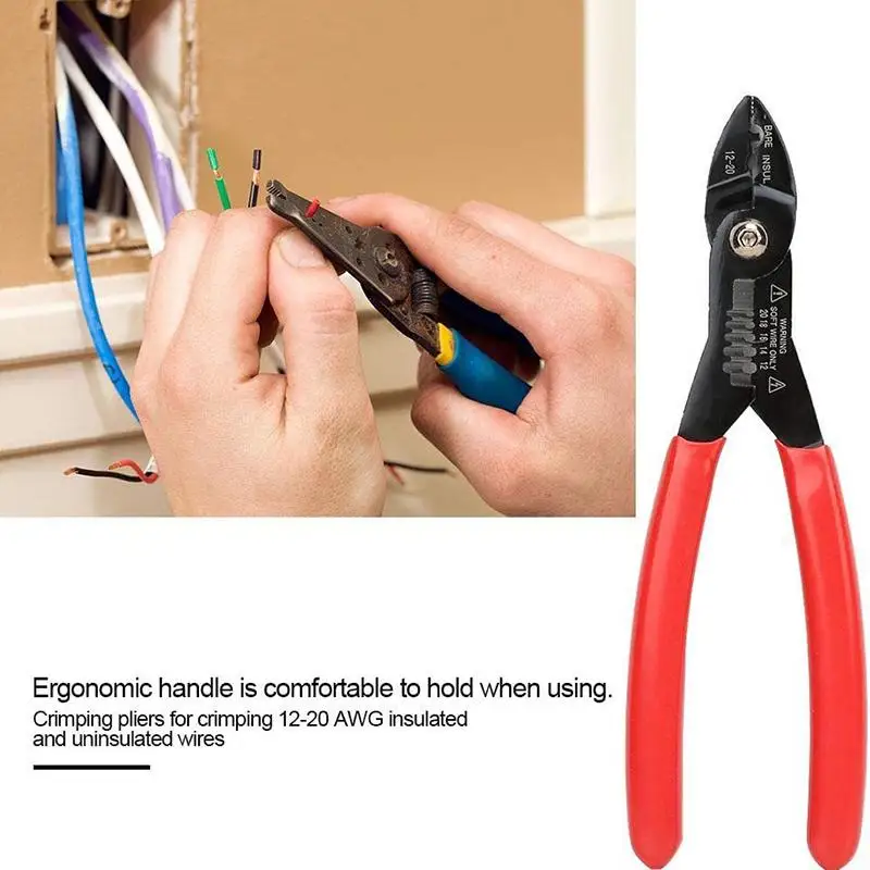 

1Pc 7in Squeeze Pliers Professional Electrical Cable Stripping Crimping Tool Wire Stripper For Terminals Electrical Tool