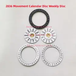 ETA2836 Movement Black White Watch Date Day Wheel Calendar Disc Watch Weekly Disc Fits for 2836 Movement Replace Parts
