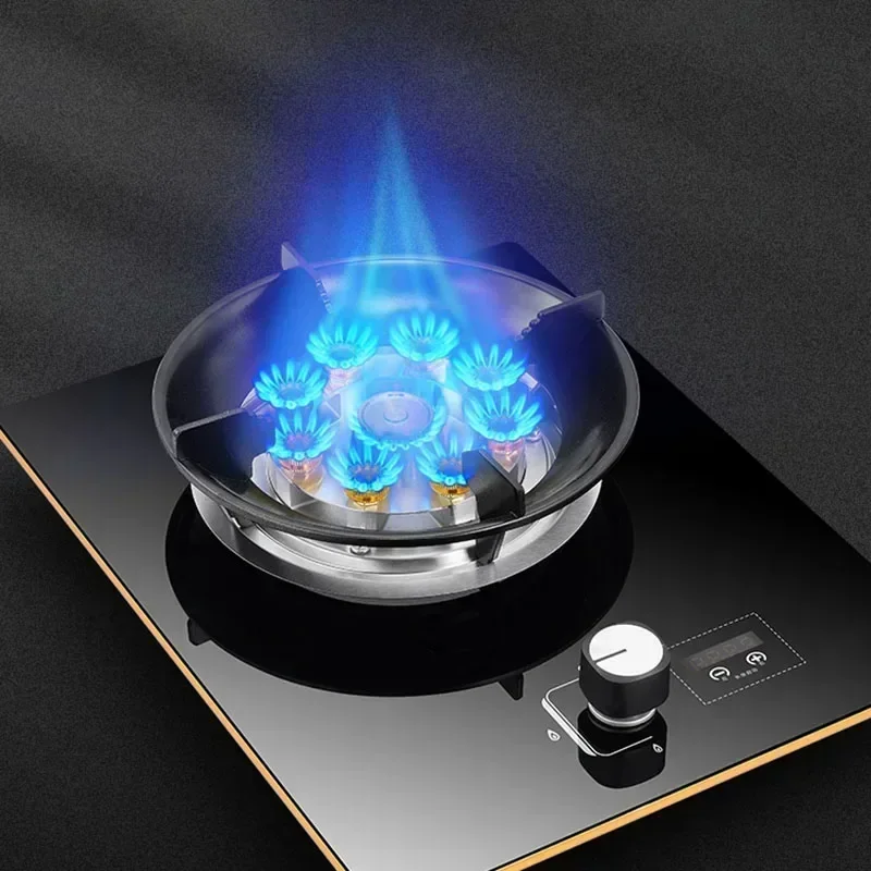 220v Home Gas Stove Single Cooktop Desktop Timing Gas Stove Fierce Fire Stove Stainless Steel Embedded Estufas De Gas Para Casa