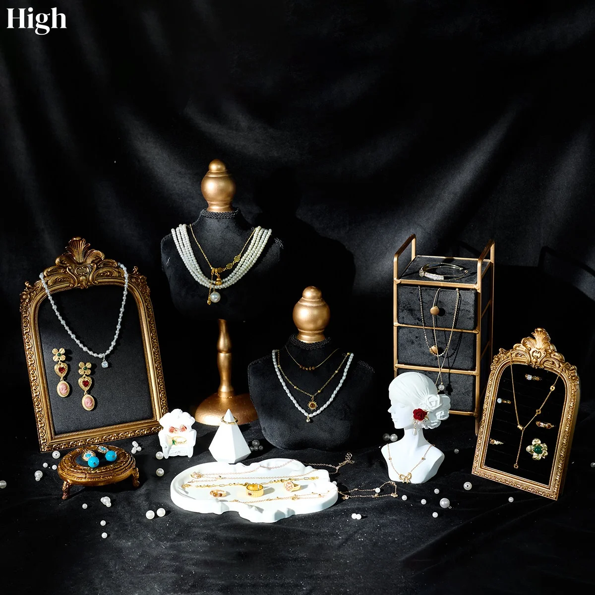 

Черная подставка для украшений в виде фоторамки, настенный и настольный органайзер для колец и серег, набор для витрин магазинов и домашнего декора