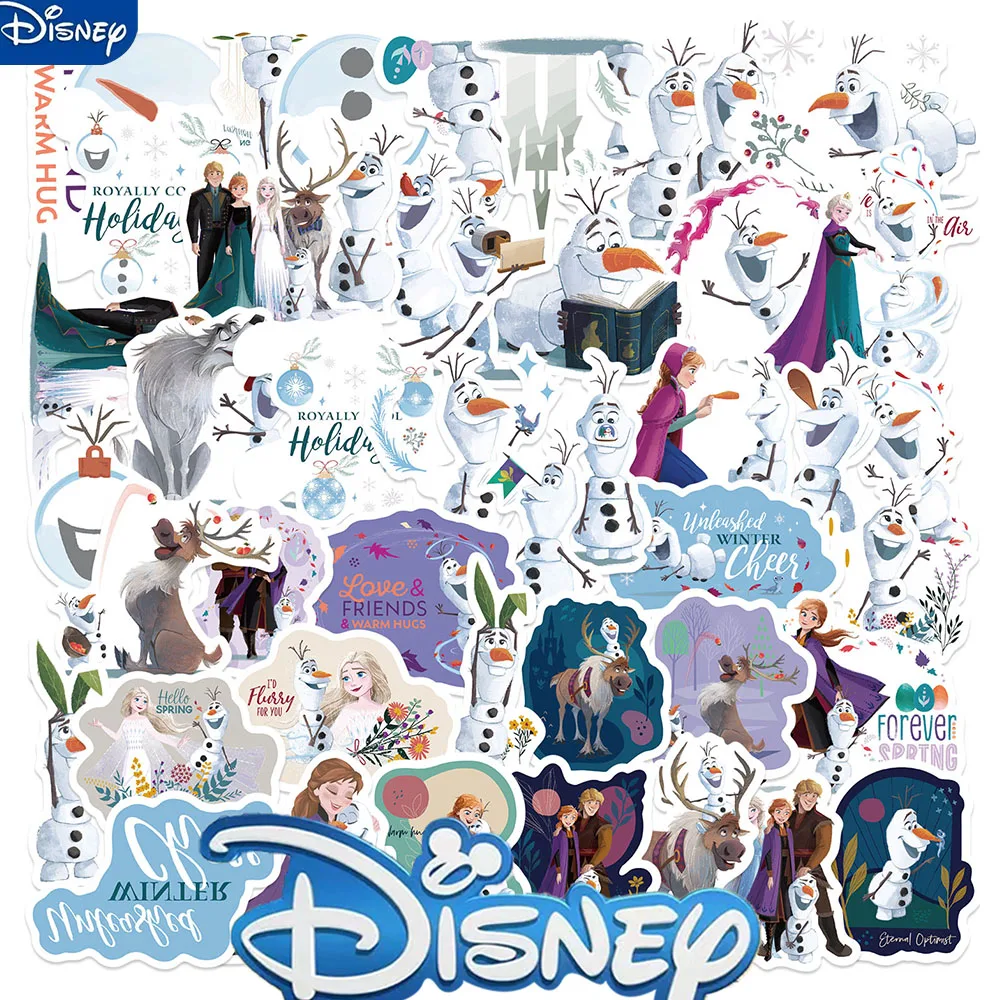 50PCS Disney Frozen Olaf Movie Stickers Anime Decal Skateboard Laptop Motorcycle Cute Kawaii Cartoon Sticker Pack Kids Toys