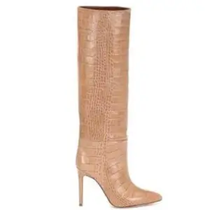 Damen fashion rossiotinblau orange Krokodilleder bei Kniegrößen Hochleistungsstiefel Röhre in Styletto Fine Heels Long Track Boots Stiefel rutschen 6 Hauptverkäufe Frauen Orange Stiefel - №6
