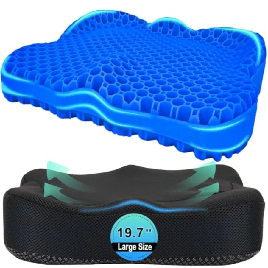 

Утолщенная гелевая подушка для сиденья 19,7 дюйма для длительного сидения, для офисного кресла, инвалидной коляски, автомобиля, большая охлаждающая подушка для спины