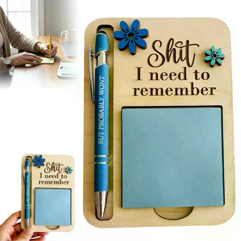 

The Shit I Need To Remember Sticky Note Holder,Funny Wooden Memo Pad Organizer,Little Reminders Sticky Note Holder