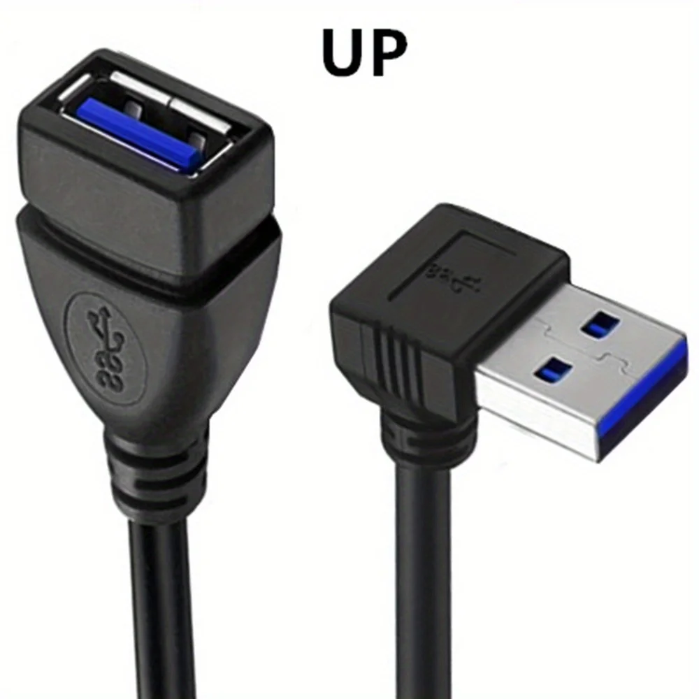20cm USB 3.0 Extension Cable Male to Female 90 Degree Angle 5Gbps Data Sync Fast Charging for PC Laptop Mobile HDD view 3
