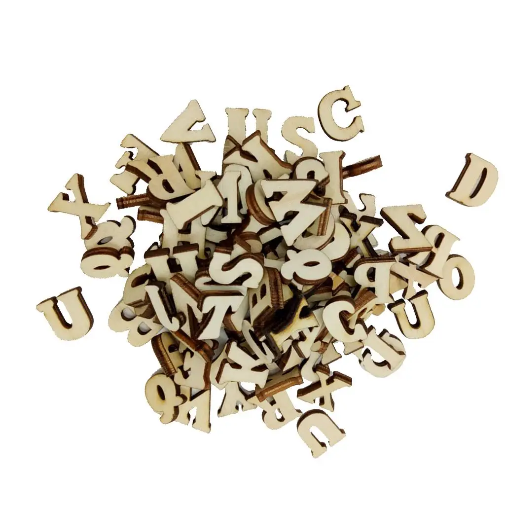 100X Mixed Alphabet Wooden Pieces Embellishments for Crafts DIY Scrapbooking