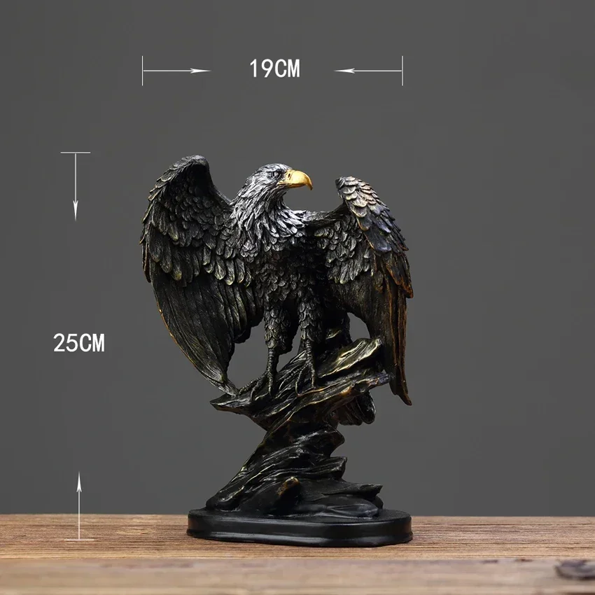 Retro Eagle Resin Statue Craft Ornament Home Office Decor Symbol of Wealth Freedom Power Birthday Gift