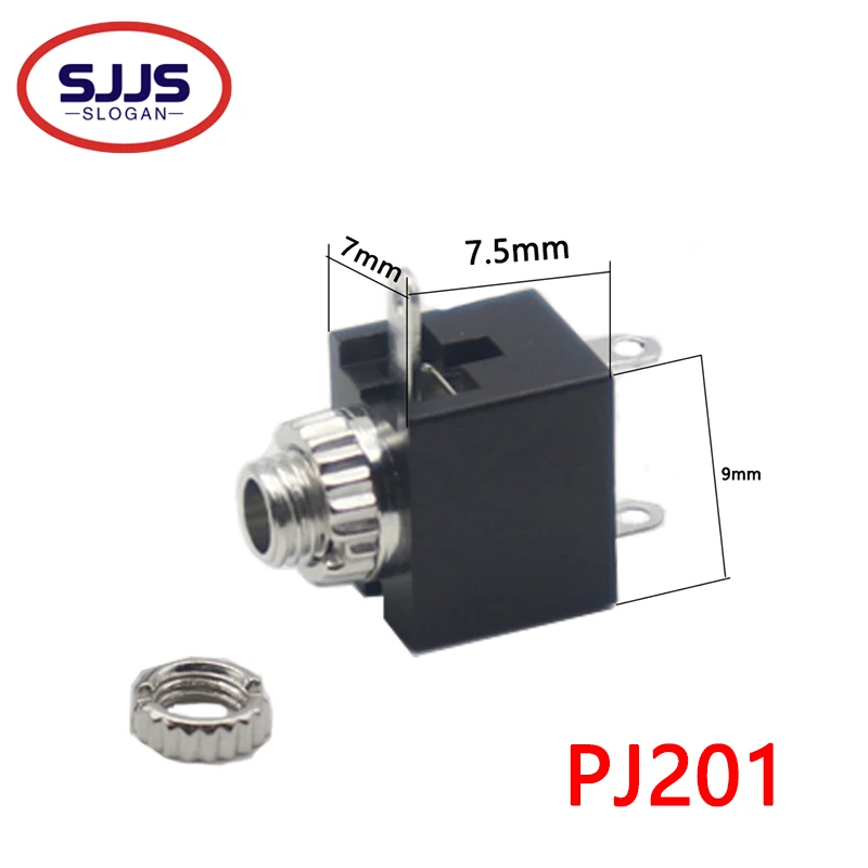 【20-5PCS】PJ-201M 2.5mm Headphone Socket PJ201M 3 Pin Female Jack Audio Mono Channel Connector