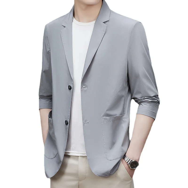 

4071-R-Short-sleeved suit male 7 men's embroidered lapel Korean version of the trend of simple 1 men's clothing