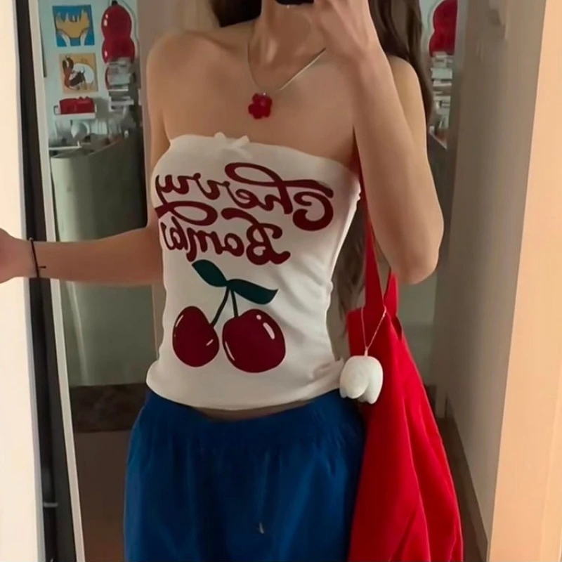 Top moda casual donna lettera stampa fiocco skinny Y2k gilet tendenza estiva dolce ragazza semplice classico streetwear camis chic