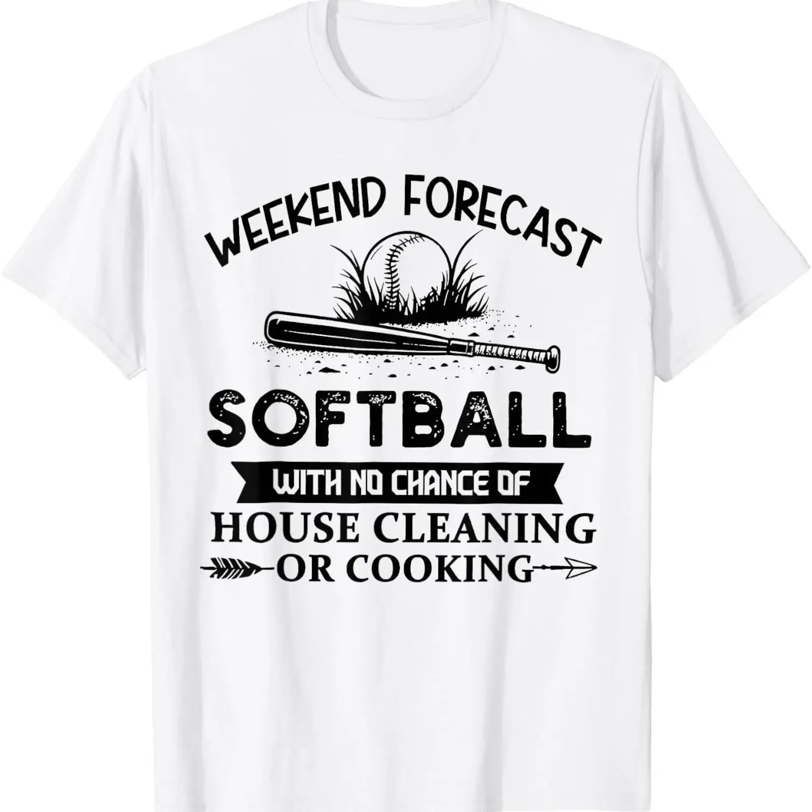 Weekend Forecast Softball With No Chance of House Cleaning T Shirt vintage Washed Slightly Breathable designer clothes Soft