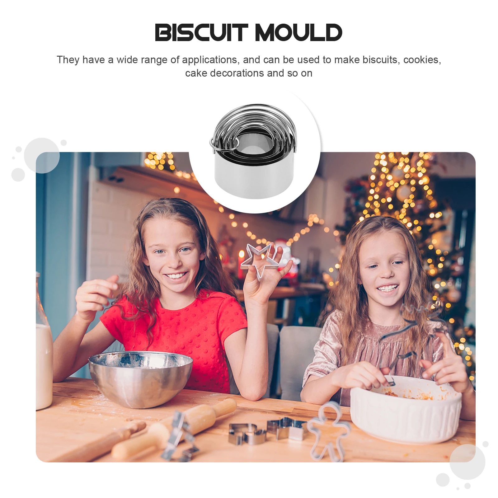 

5Pcs Round Cake Cutter Set Lightweight Portable Biscuit Cookie Cutter Baking Mold Metal Dough Biscuit Shape Round Cake Cutters