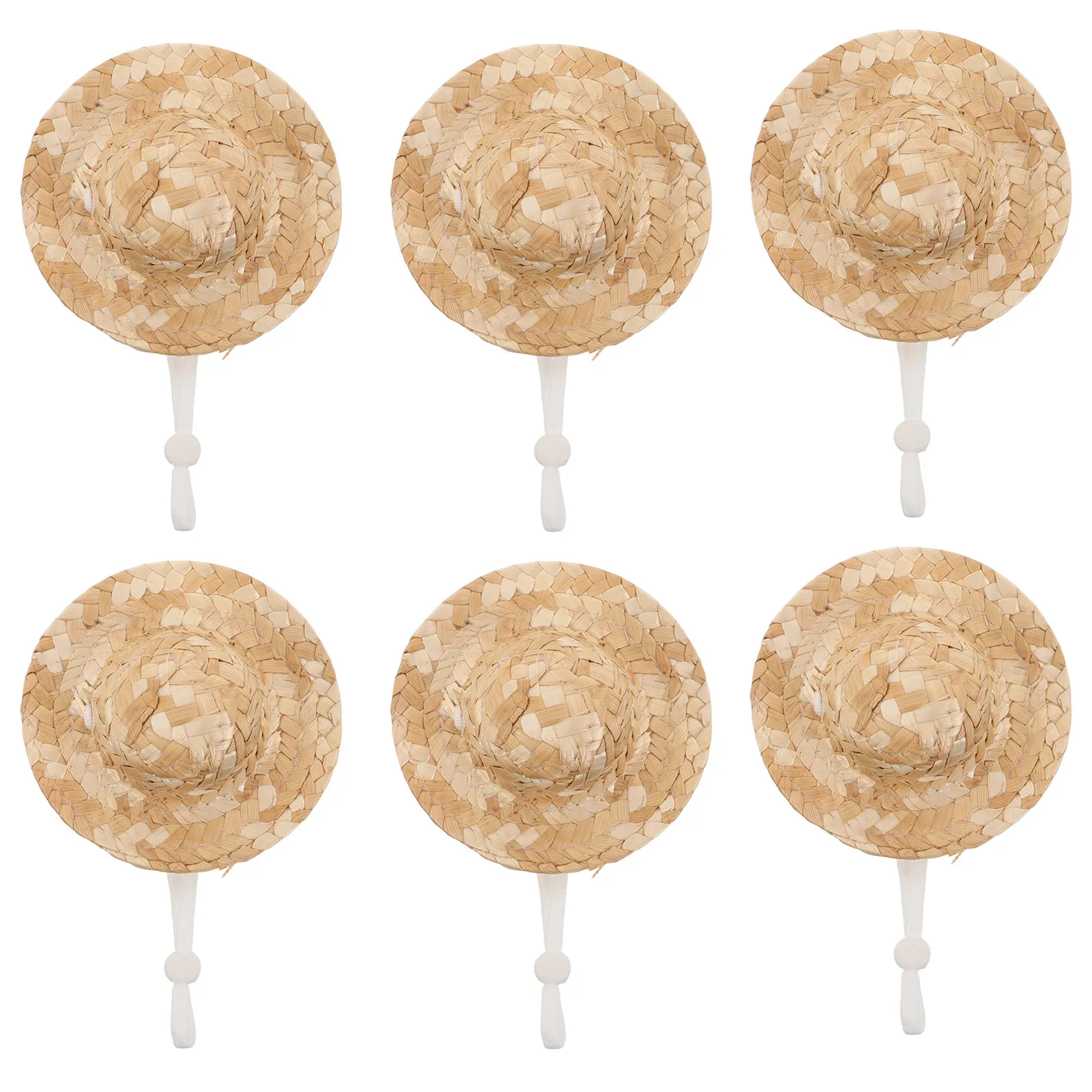 10Pcs Mini Straw Hats Handwoven Caps for Tiny Dollhouse Craft DIY Miniature Sombrero Ornaments Mini Straw Hats for Crafts
