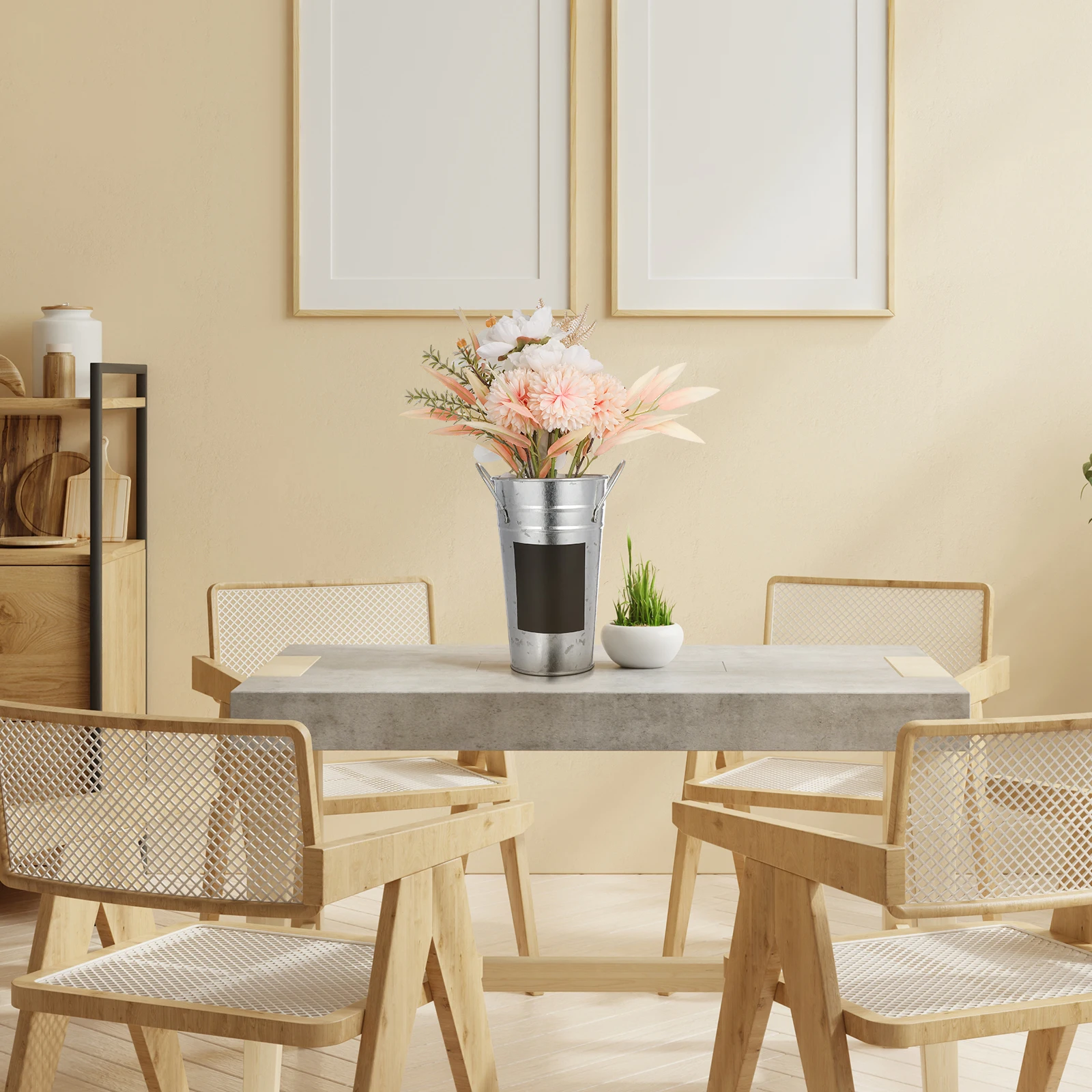 

Waterproof Blackboard Sticker Flower Bucket Iron Sheet Galvanized Memo Reminder Home Office Decor Display Flower Tub Hydroponics