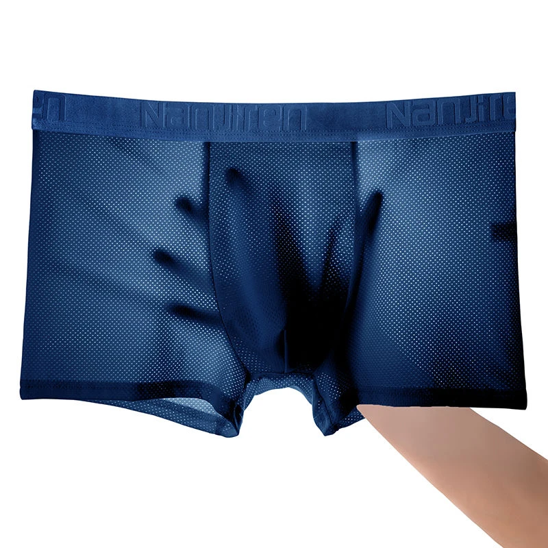 4pcs Ice Silk Mesh Boxer Shorts Men\'s Underwear Cool Underpant Breathable Sexy Slim Panties Bamboo Lingerie Wholesale Lots L-6XL