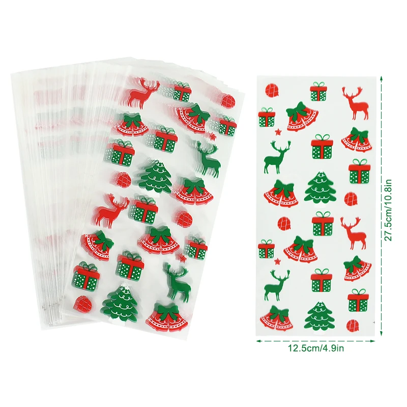 50 Teile/los Schneeflocke Weihnachten Cookie Verpackung Taschen Weihnachten Zellophan Party Taschen Behandeln Candy Tasche für Home Hochzeit Weihnachten Party – Detail 4