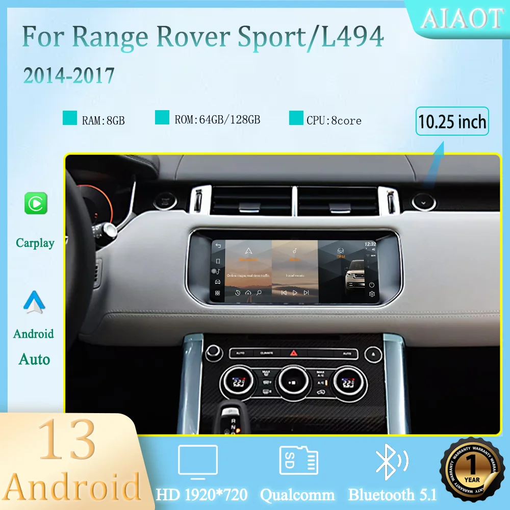10.25inch Android 13 Car Multimedia Radio For 2014-2017 Land Rover Sport L494  GPS wireless Carplay Bosch Harman system AC Panel