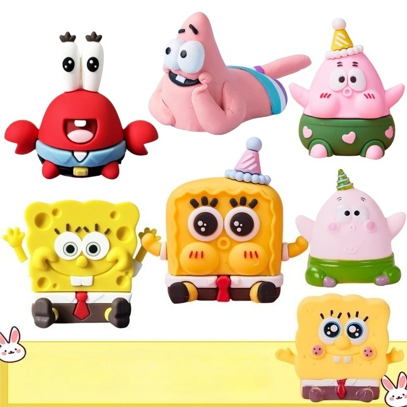 

Kawaii SpongeBob SquarePants Cake Decoration Cute Cartoon Soft Rubber Pie Star Crab Boss Decoration Birthday Baking Dress Up