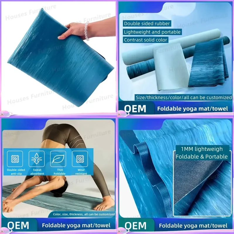 1mm Ultra Thin Yoga Mat Natural Rubber Folding Travel Mat 183x68cm Eco Friendly Portable Lightweight Exercise Fitness Gym Pad