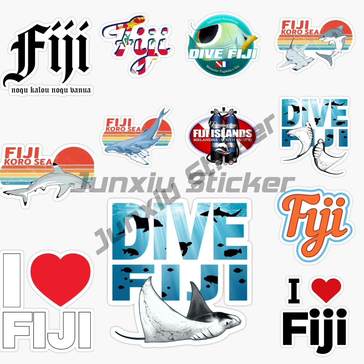 FIJI DIVE Flag Code Vinyl Self-adhesive Car Sticker Laptop Bumper Car Automotive Accessories Home Appliance Decorative Decals