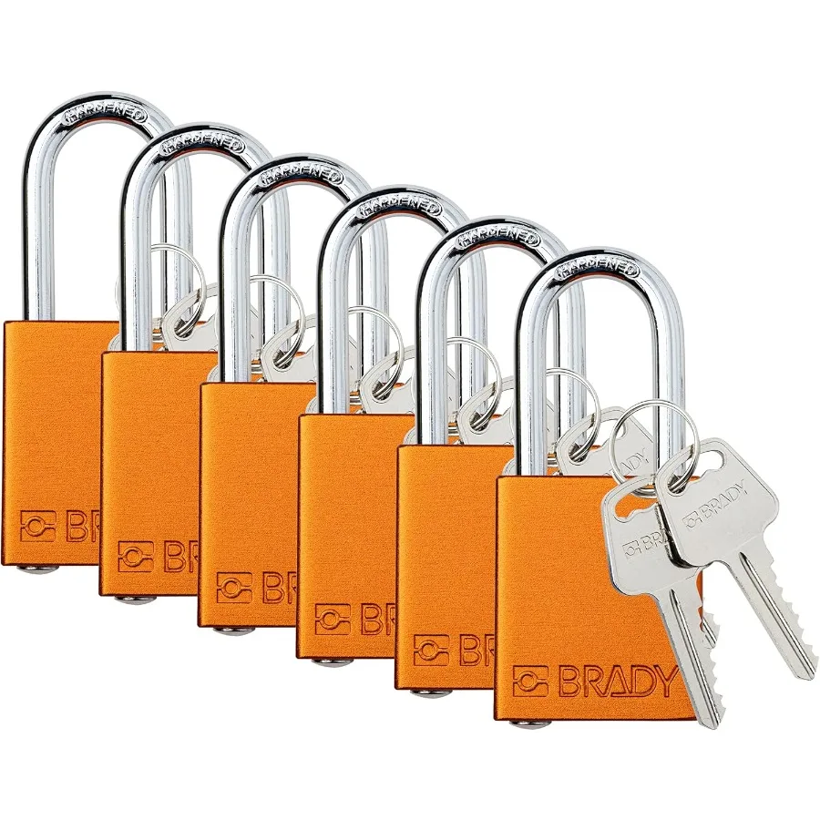 

Safety Lockout Padlock Sets - 6 Pack - Orange - Keyed Different Safety Lockout Padlocks with 2 Keys per Lock - Ideal for Indust