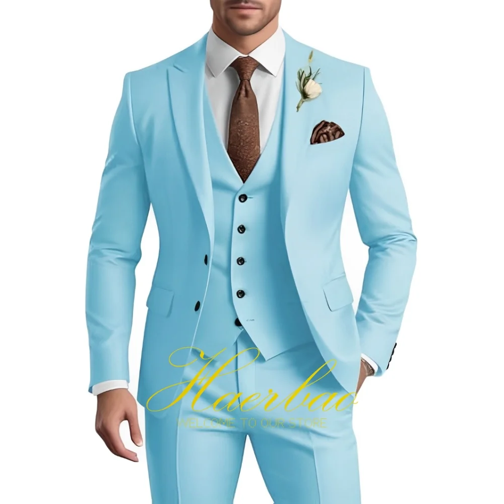 メンズフォーマルスーツ3ピースセット スリムフィット ジャケット ベスト パンツ ビジネススーツ エレガント ウェディング プロム タキシード