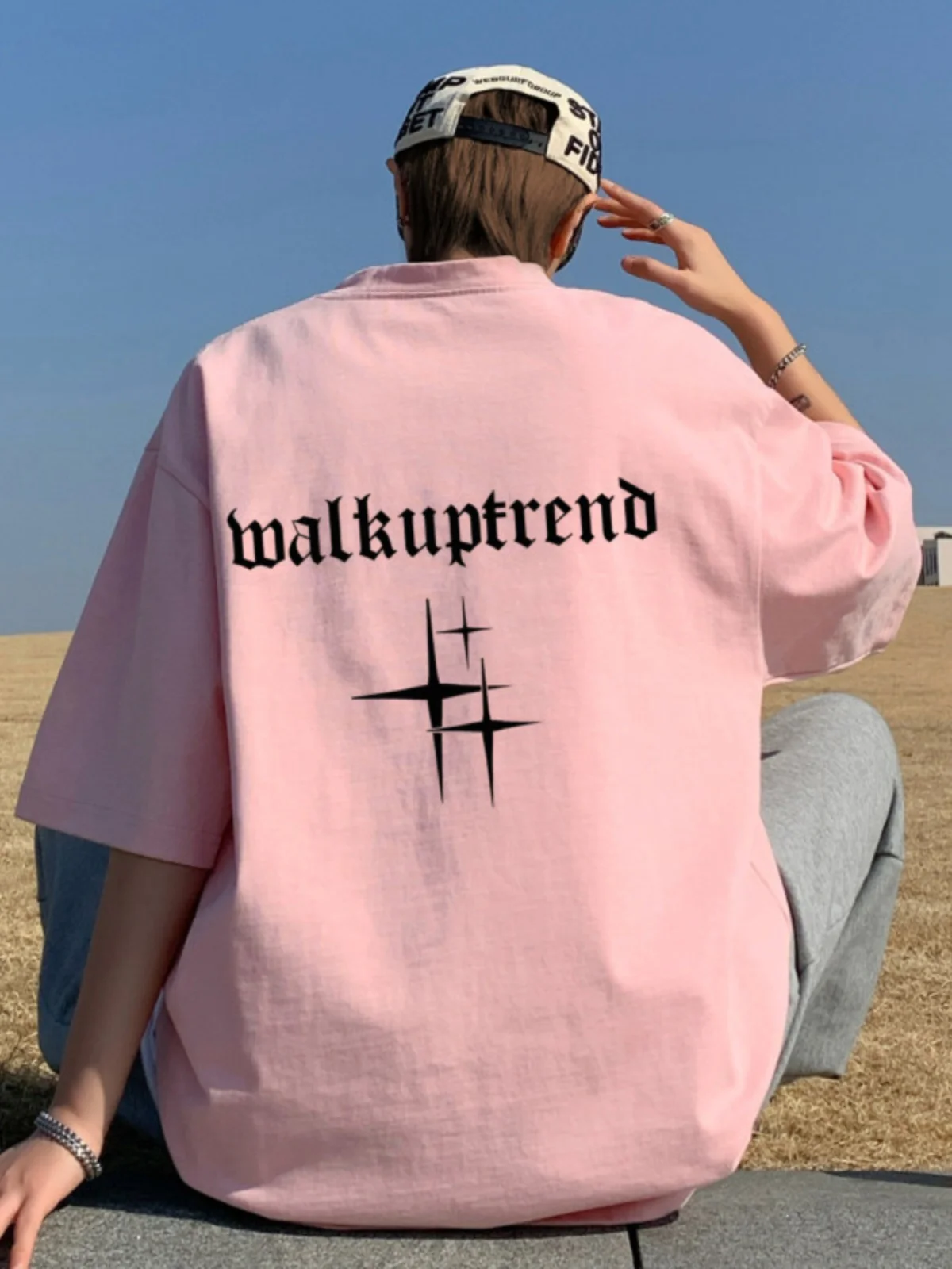 

Розовая мужская футболка из плотного чистого хлопка ort Sve свободного кроя, летняя модная брендовая подростковая универсальная футболка пяти четвертей све