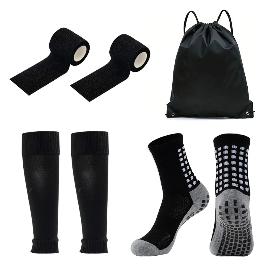 

4PCS Set Non-Slip Viscose Football Socks with Drawstring Bag for Men & Women Outdoor Sports Running Basketball Leg Bandage