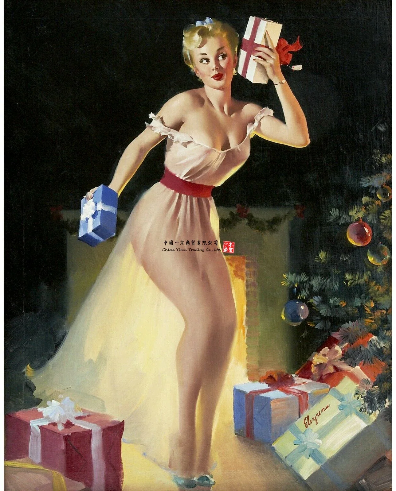 Pinup Christmas Eve Waiti Poster Canvas Picture Sticker Coors Light Sexy Girl Beer Fridge Kegerator Man Cave Tool Box Magnet