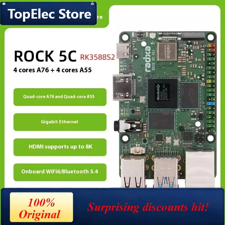 TopElec Radxa Development Board ROCK 5C RK3588S2/RK3582 Single Board Computers