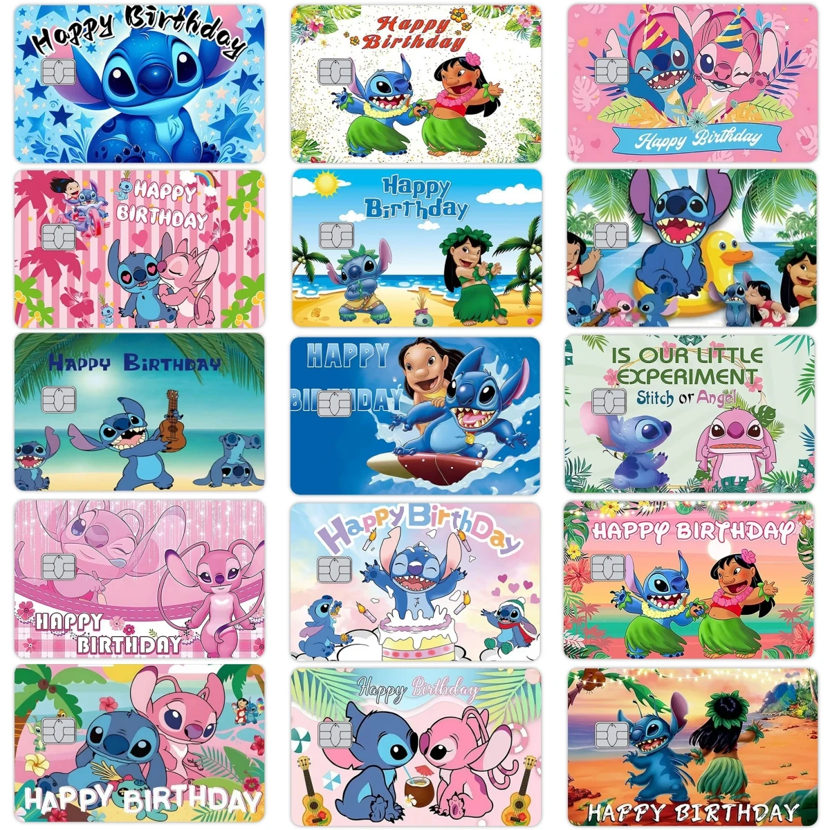 Verjaardag Dag Stitch Gedrukt Credit Debetkaart Diy Skin Stickers Anime Cartoon Studenten VISA Bank Bus Kaart Beschermfolie Sticker