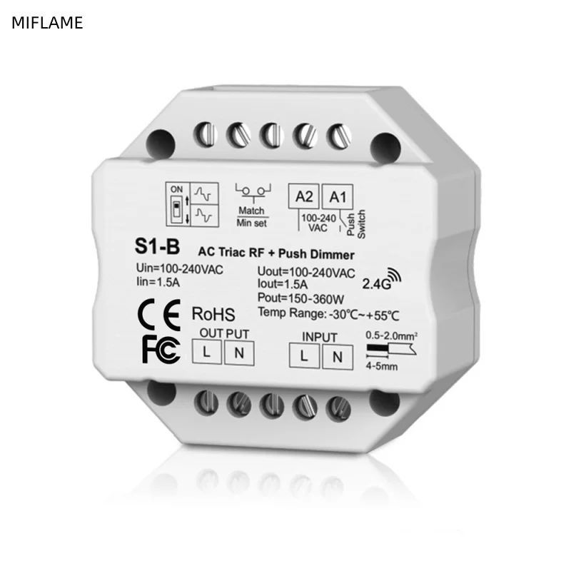 Ściemniacz LED 220V S1-B AC Triac RF Push ściemniacz 110V 230V bezprzewodowy inteligentny przełącznik z zdalna regulacja ściemniania 2.4G dla