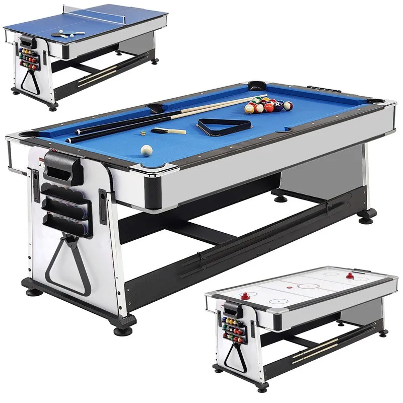 Black and white two-color 4 in 1 multi-functional billiard table flip billiard table/air hockey/ tennis table