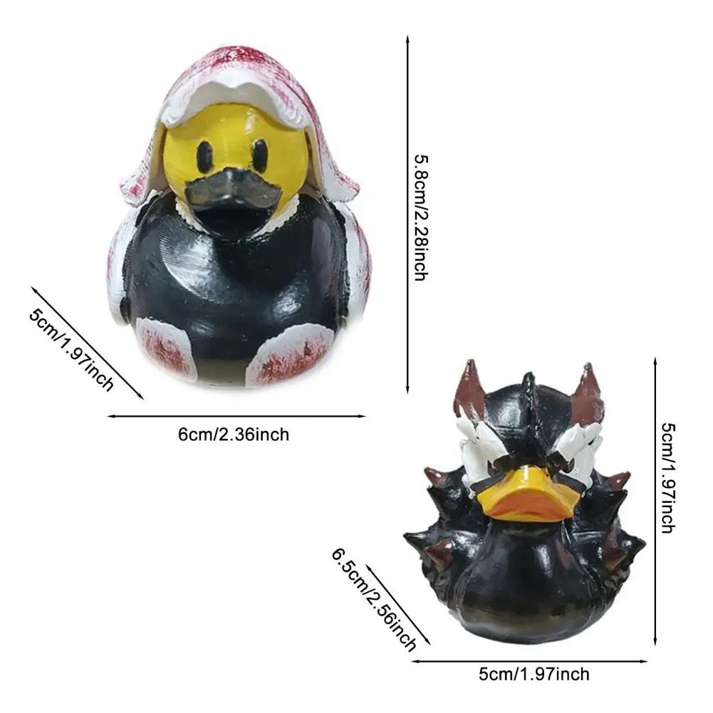 Rubber Novelty Ornament Duck Statue Duck Resin Figurine Punk Decorative Ornament Unique Dark Rubber Duck Collectible for Home