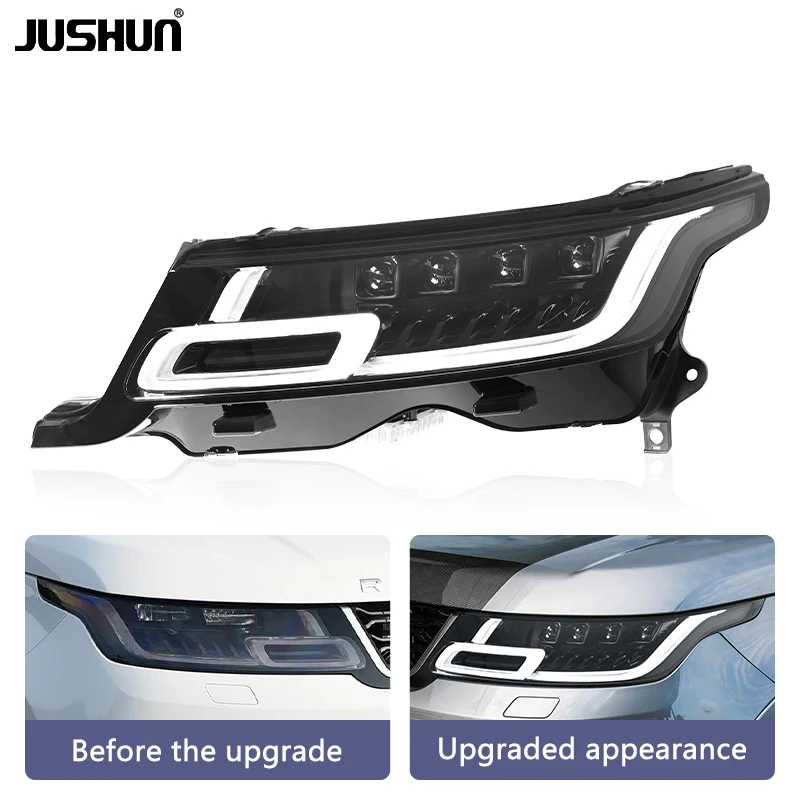 

Автомобильные светодиодные фары JUSHUN для Land Rover Range Rover Sport 2018-2022: Обновленные 4-линзовые фары с ДХО