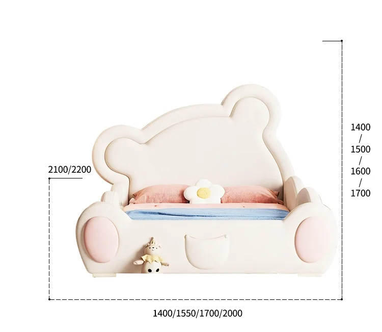 Hot Selling Twin Bear DesignKids Bed Lovely Animal Shaped Full Size Beds Kid Bed Children  Bedroom Furniture for Boy Girl Baby