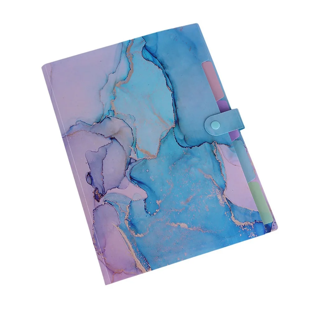 Marble Patterns File Folder Multi Layered Test Paper Storage Organizer PP Material Data File Bag Paintings Collection Book