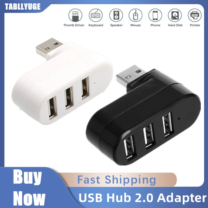 USB Hub 2.0 Adapter Rotate High Speed U Disk Reader USB Splitter 3 Ports USB 2.0 for Xiaomi Macbook Pro Laptop PC Accessories