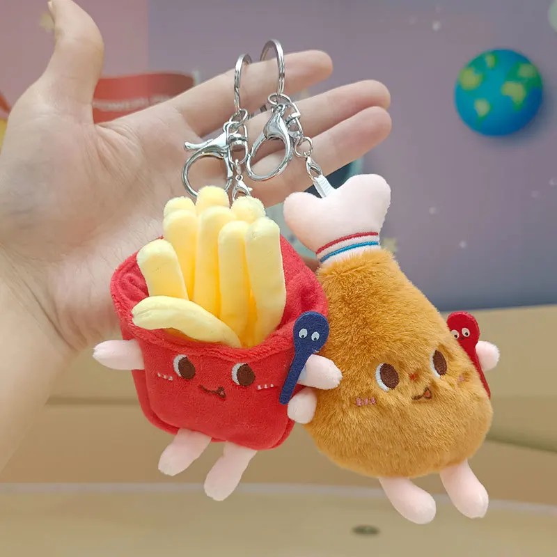 子供のためのぬいぐるみキーホルダー,食品,パン,ハンバーガー,ホット