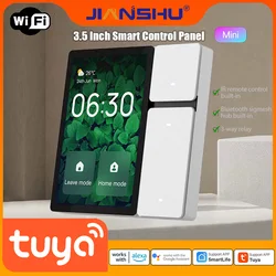 Jianshu Painel de controle de casa inteligente, painel inteligente embutido de 3.5 inch com IR Bluetooth Sigmesh integrada, painel de interruptor WiFi para aplicativo Tuya Smart Life, tela sensível ao toque de