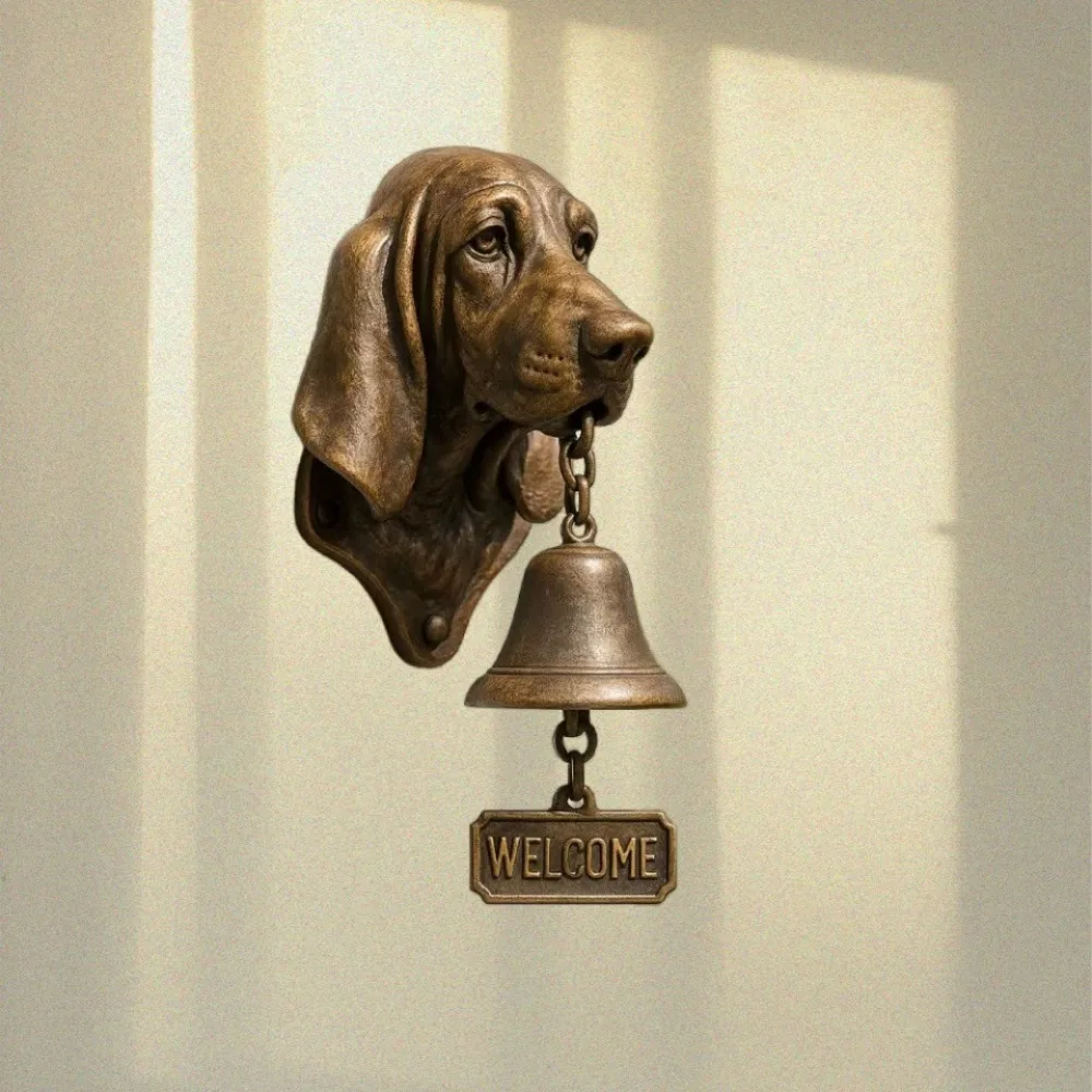 Funny Vintage Welcome Doorbell Wall Mount Rustic Puppy Doorbell Unique Resin Dog Figurine Front Door