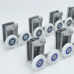 4pcs Stainless Steel 304 Shower Door Rollers Pulley Arc Old Bathroom Sliding Door Rail Wheel Double Wheel for Bathroom