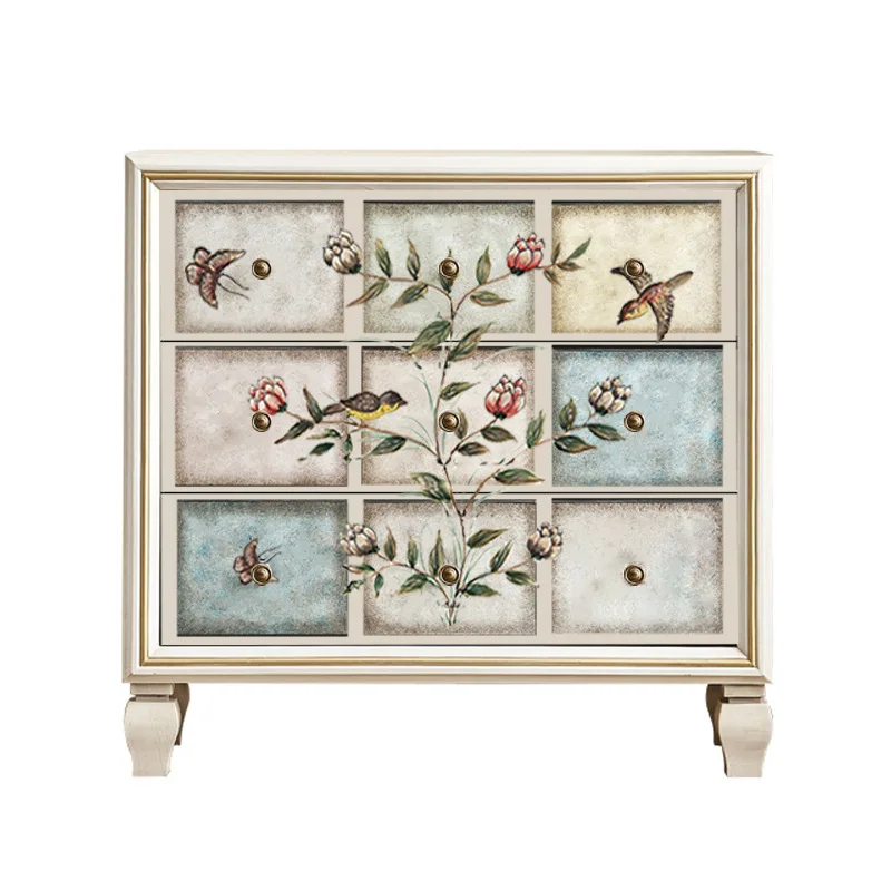 CX retro painted three-bucket storage locker, large-capacity storage multi-bucket cabinet