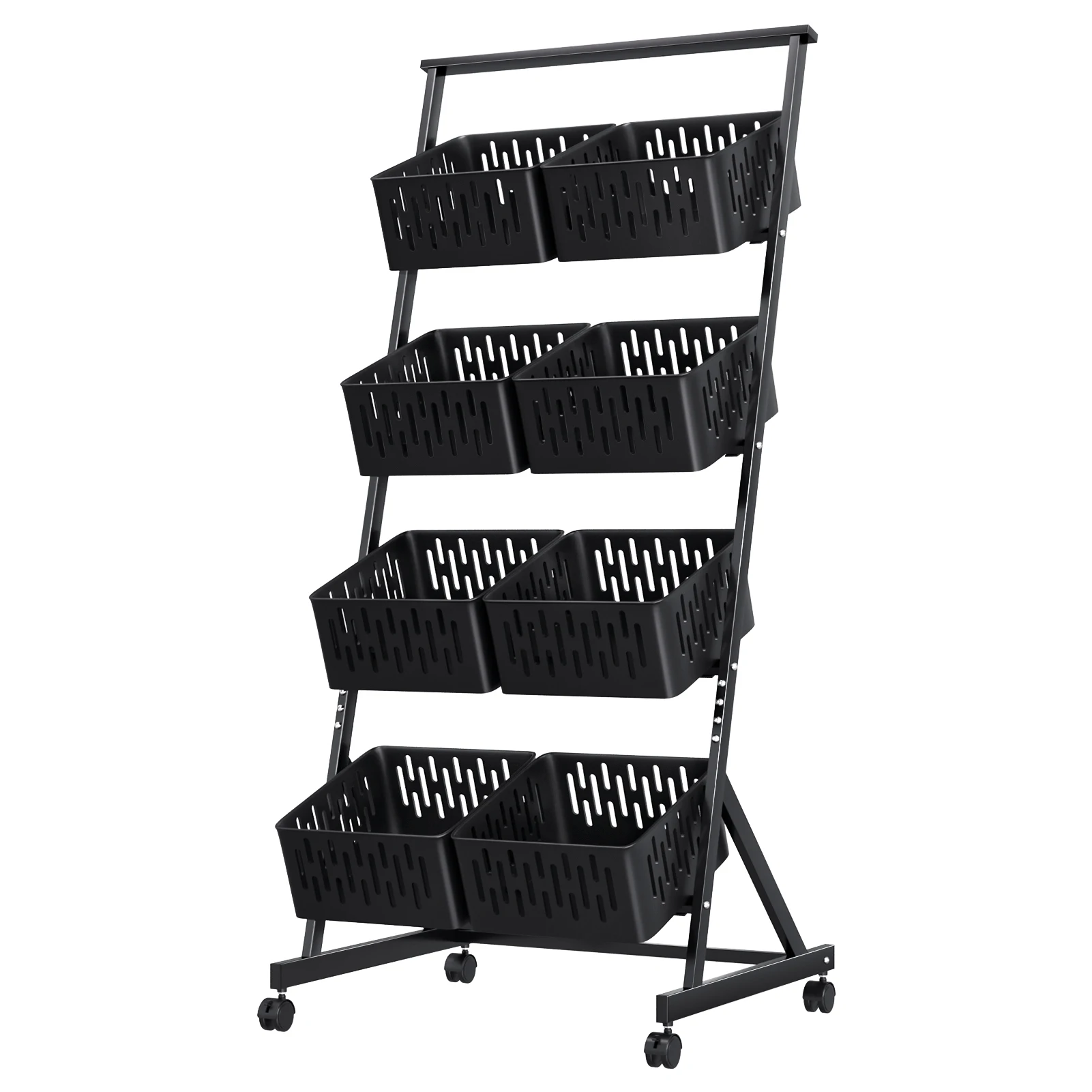 

Rolling Storage Cart with Wheels, 4-Tier Fruit Vegetable Basket Cart, Bathroom Storage Organizer with 8 Detachable Baskets, Pant