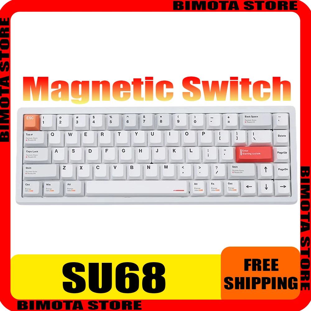 Everglide SU68 Magnetic Switch Keyboard 8K Aluminium Alloy Low Delay Hot Swap RGB Mechanical Keyboard Gasket Pc Gamer VALORANT