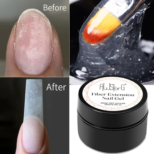 Imagen 2 del producto AWStorG 15ml fibra auto-leve extensión Gel de uñas gelatina transparente UV Gel duro extensión de Gel uñas dedo francés Nail Art manicura